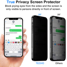 TECHO Privacy Screen Protector Compatible with iPhone 12 Mini Anti Spy Tempered Glass Film (Edge to Edge Full Coverage) (Case Friendly) (2 PACK) (5.4 inch)