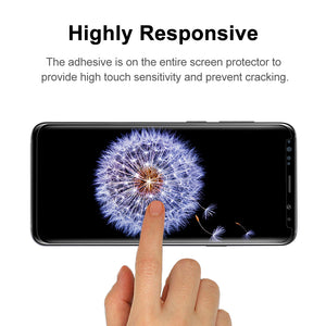 TECHO Privacy Screen Protector for Samsung Galaxy S9 Plus, Anti-Spy 9H Tempered Glass [Full Adhesive] [Case-Friendly] [Highly Responsive] [Anti-Scratch] [Easy Installation]