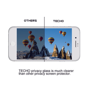 TECHO Privacy Screen Protector for iPhone 8 7 6s 6, Anti Spy 9H Tempered Glass, Edge to Edge Full Cover Screen Protector [Anti-Fingerprint] [Bubble Free] [Full Coverage] (White)