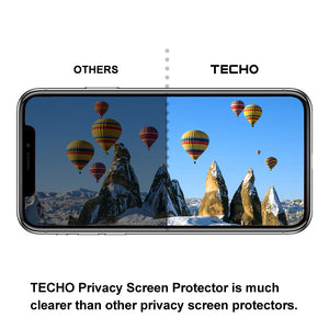 TECHO Privacy Screen Protector for iPhone X, Anti Spy 9H Tempered Glass for Apple iPhone 10, Edge to Edge Full Cover Screen Protector [Full Coverage] [Easy Install]