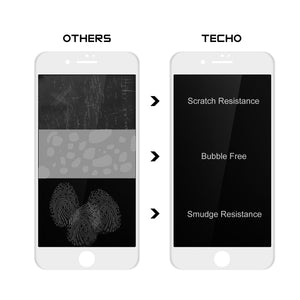 TECHO Privacy Screen Protector for iPhone 8 7 6S 6, [Full Coverage] [Case Friendly] [Super Clear] Anti-Spy 9H Hardness Tempered Glass Screen Protectors (White)